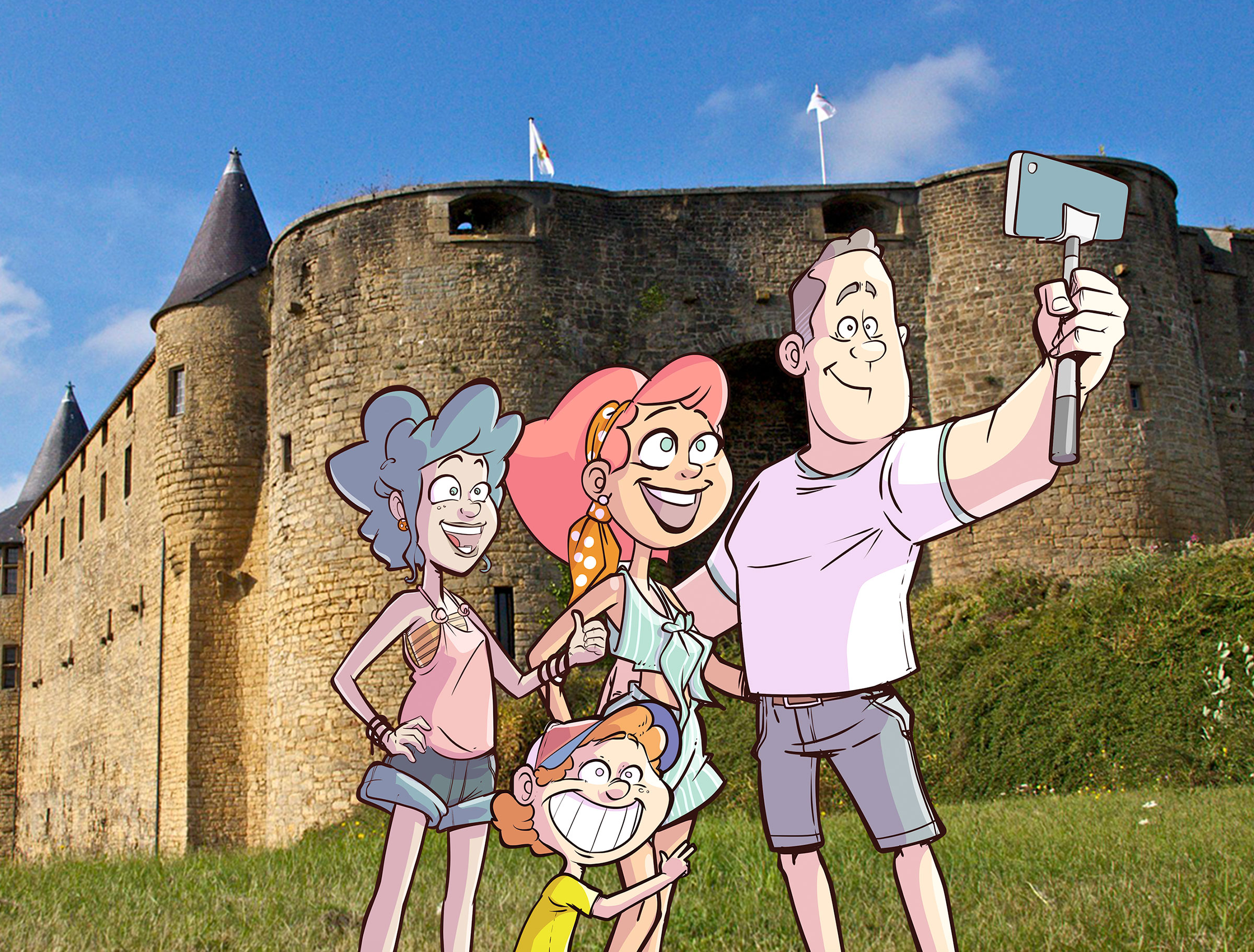 Chateau de sedan famille selfie